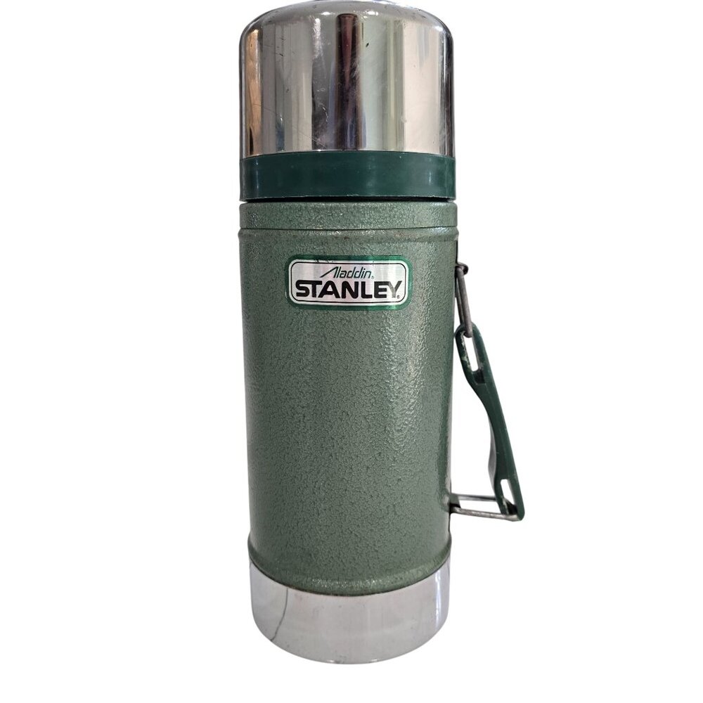 Stanley Aladdin Vintage Green Thermos Bottle 1 Quart Metal Insulated Vacuum Flas